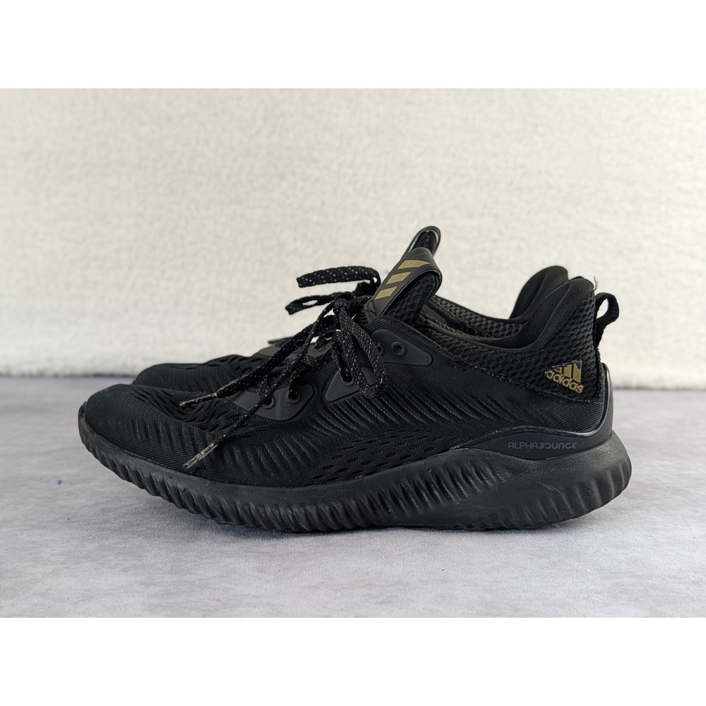 Adidas Alphabounce Mens Running Shoes Black Gold Metallic Sneakers Size 8 S356